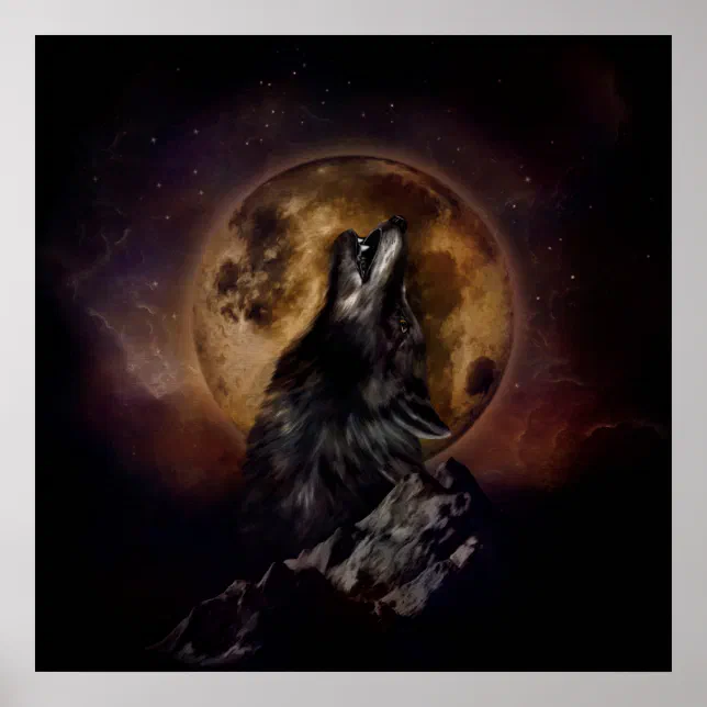 Black Wolf Howling Poster | Zazzle