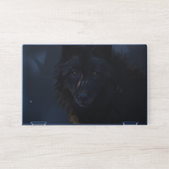 Black wolf HP laptop skin (Front)