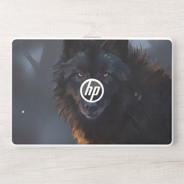Black wolf HP laptop skin (Front)