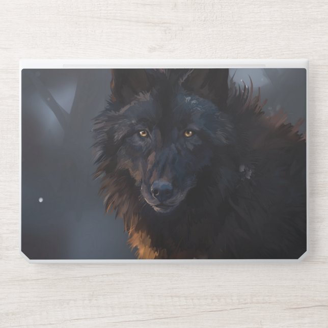 Black wolf HP laptop skin (Front)