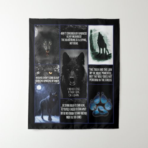 Black Wolf I Never Lose Either I Win Or I Learn Tapestry