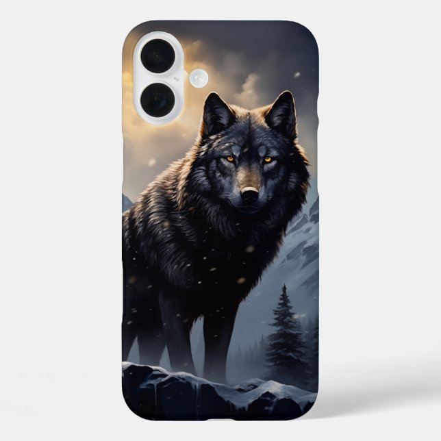 Black Wolf in Snowy Mountains Case-Mate iPhone Case (Back)
