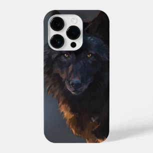 Black wolf iPhone 14 pro case