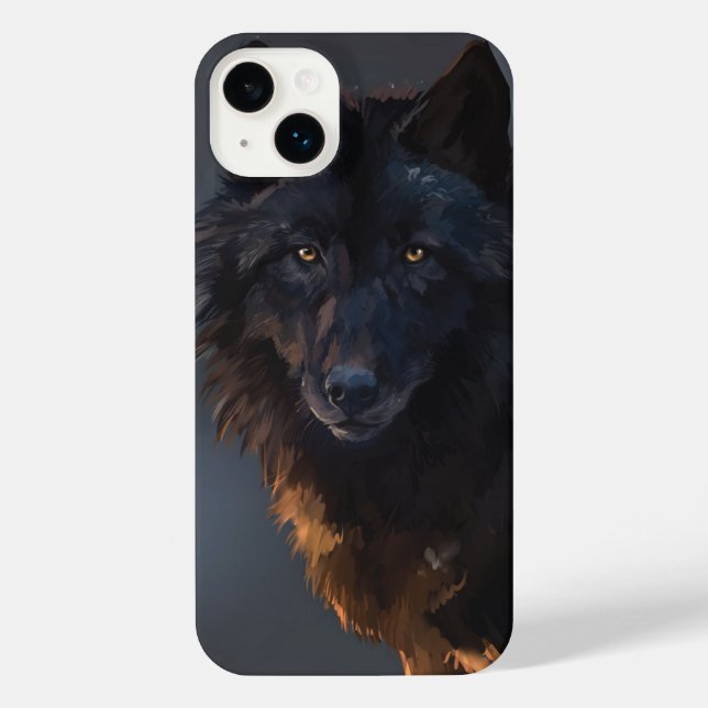 Black wolf iPhone case (Back)