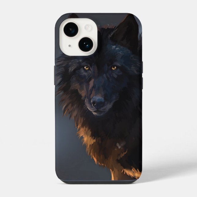 Black wolf iphone case (Back)