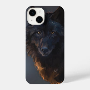 Black wolf iPhone 14 case