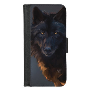 Black wolf iPhone 8/7 wallet case