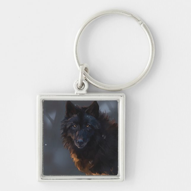 Black wolf keychain (Front)