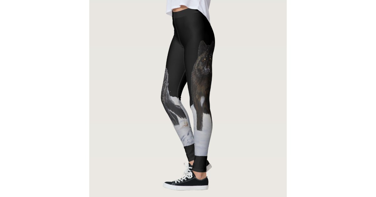 Awesome black and white wolf leggings