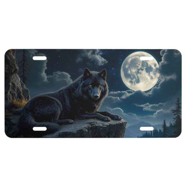 Black Wolf License Plate (Front)