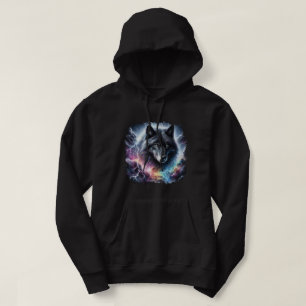 Black Wolf Lightning Storm Fantasy Wildlife Hoodie