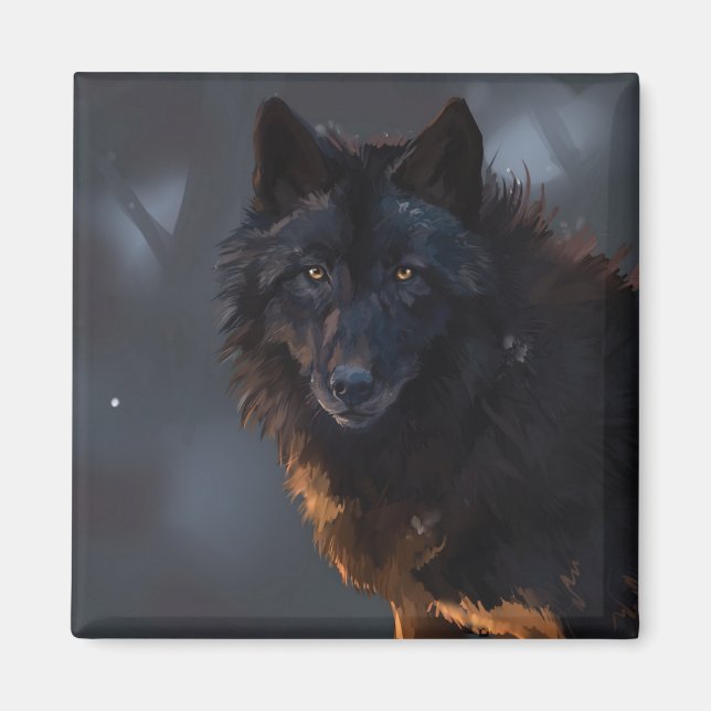black wolf magnet (Front)