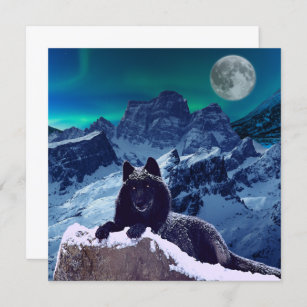Black Wolf Moon   Gothic Flat Card