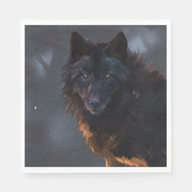 Black wolf napkins (Front)