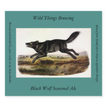 Black Wolf, or Black American Wolf (Canis Lupus) Beer Bottle Label