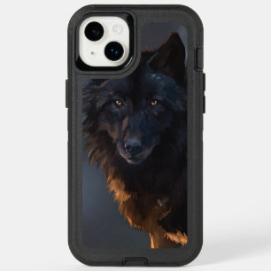 Black wolf OtterBox iPhone 14 plus case