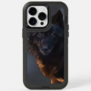 Black wolf OtterBox iPhone 14 pro max case
