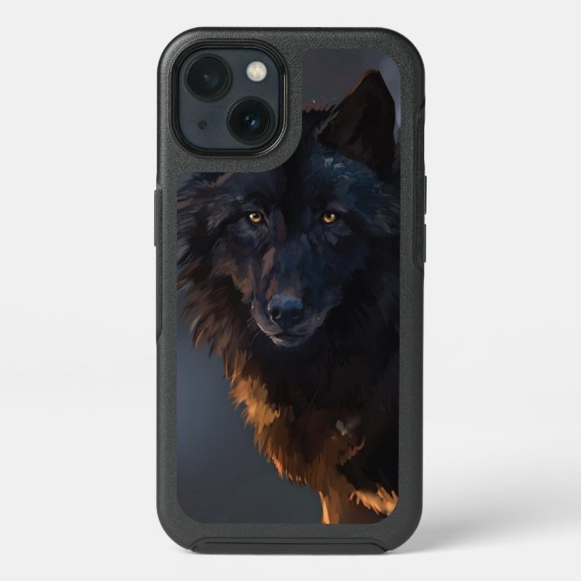 Black wolf otterbox iPhone case (Back)