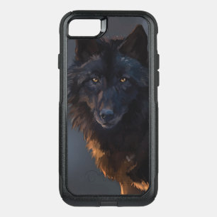 Black wolf OtterBox commuter iPhone SE/8/7 case