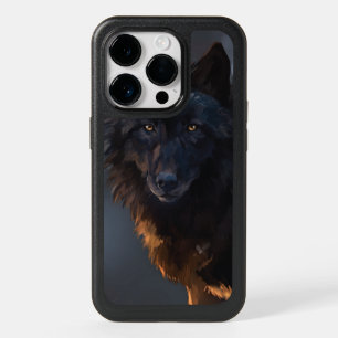 Black wolf OtterBox iPhone 14 pro case