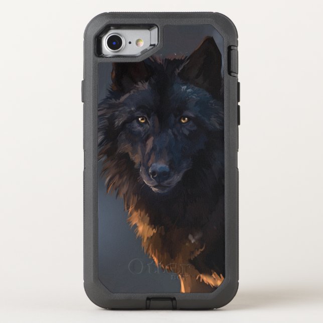 Black wolf otterbox iPhone case (Back)
