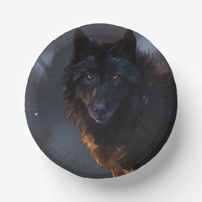 Black wolf paper bowls (Front)
