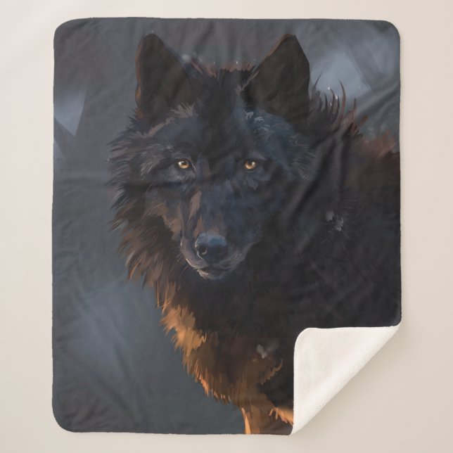 black wolf sherpa blanket (Front)