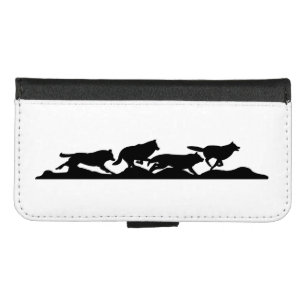 Black Wolf Silhouette Wild Running With the Pack iPhone 8/7 Wallet Case