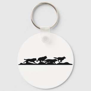 Black Wolf Silhouette Wild Running With the Pack Keychain