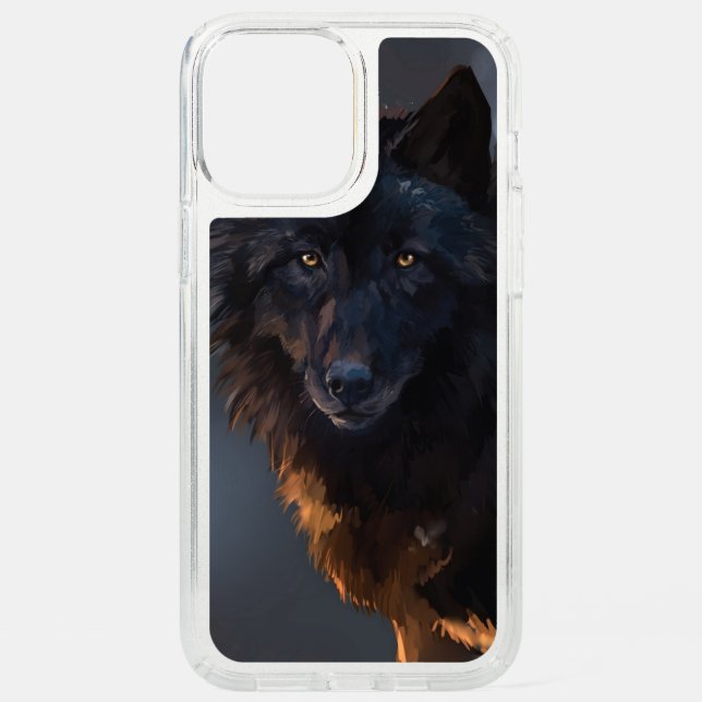 Black wolf speck iPhone 12 pro max case (Front)