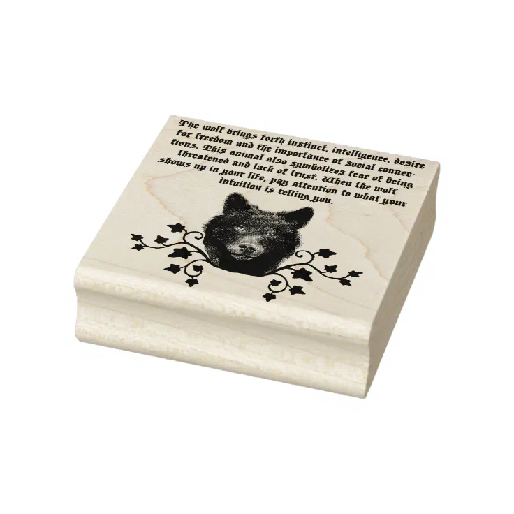 Black Wolf Spirit Animal reading Quotes Rubber Stamp | Zazzle