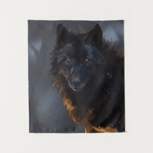 Black wolf tapestry