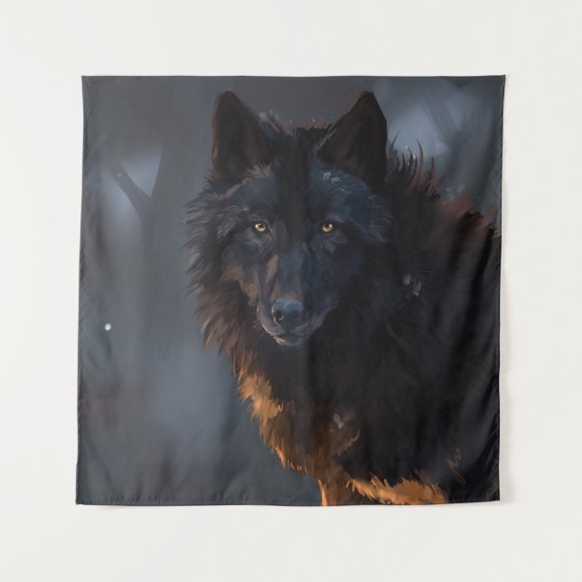 black wolf tapestry (Front)