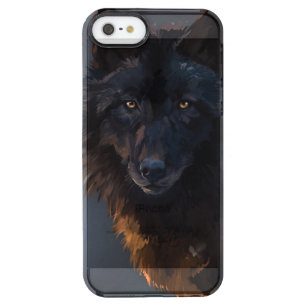 Black wolf clear iPhone SE/5/5s case