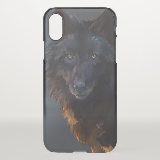 Black wolf uncommon iPhone case (Back)