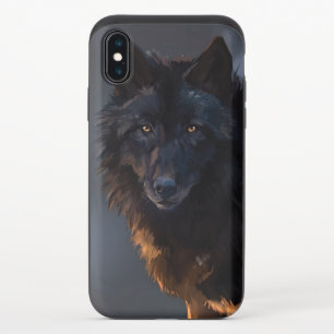 Black wolf iPhone x slider case