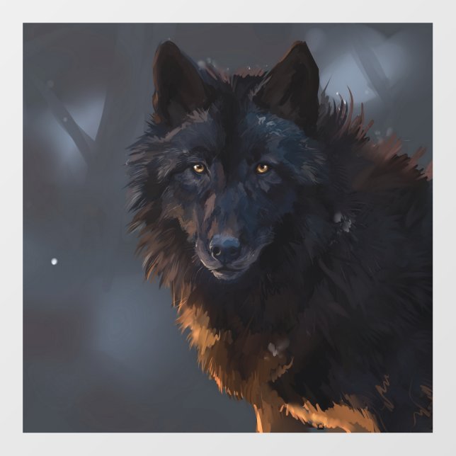 Black wolf wall decal  (Front)