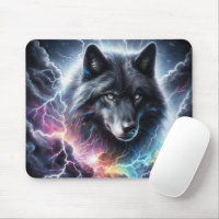 Black Wolf with Lightning