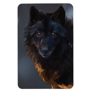 Black Wolf, wolf, wild animal, animals, big wolf,  Magnet