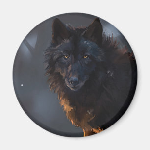 Black Wolf, wolf, wild animal, animals, big wolf,  Magnet