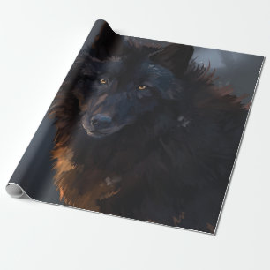 Black wolf wrapping paper
