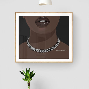 Black woman Aesthetic with silver (jewelry) Grillz Poster