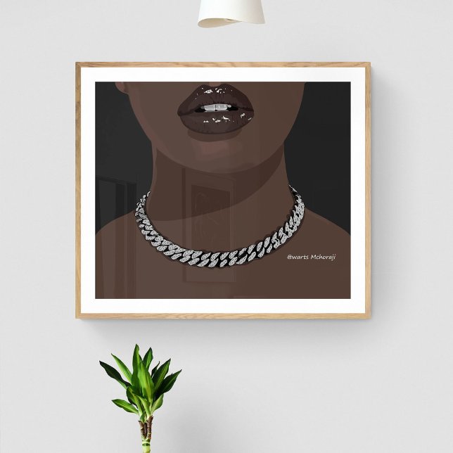 Black woman Aesthetic with silver (jewelry) Grillz Poster (Creator Uploaded)
