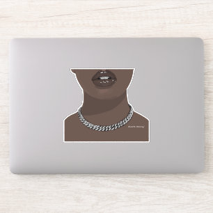 Black woman Aesthetic with silver (jewelry) Grillz Sticker