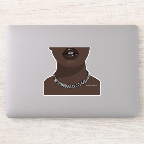 Black woman Aesthetic with silver jewelry Grillz Sticker