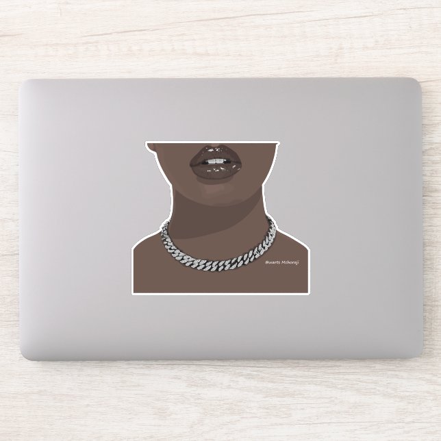 Black woman Aesthetic with silver (jewelry) Grillz Sticker (Computer)