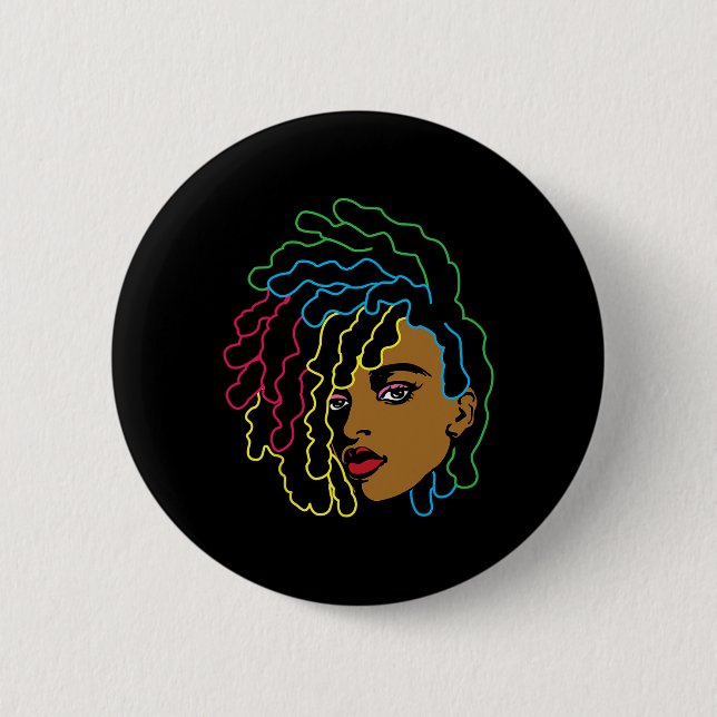 Black Woman African Afro Hair Cool Black History M Button (Front)