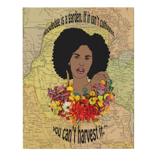 Black Woman African Proverbs Quotes Wisdom art Faux Canvas Print (Front)