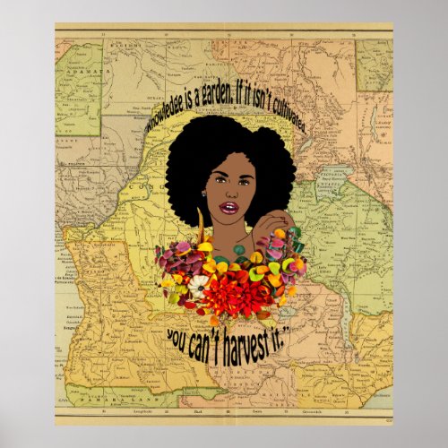 Black Woman African Proverbs Quotes Wisdom art  Poster