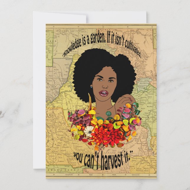Black Woman African Proverbs Quotes Wisdom art Thank You Card (Front)